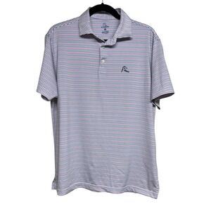Rhoback Red Blue Striped Performance Golf Polo Shirt Men's Size Medium